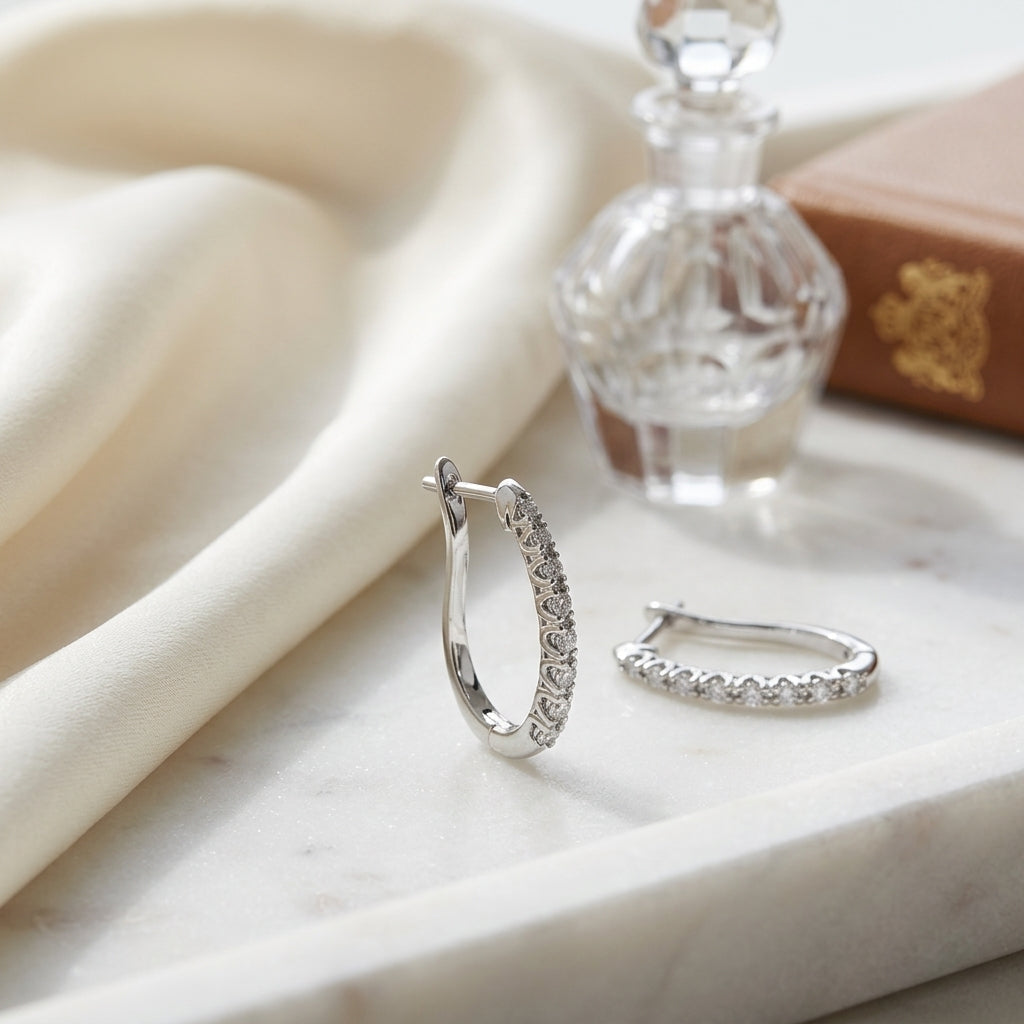 Diamond Hoop Earrings In 14k White Gold (1/2ctw) — atelier still life