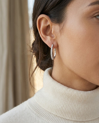 Diamond Hoop Earrings In 14k White Gold (1/2ctw) — editorial close-up