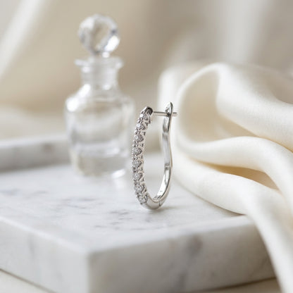 Diamond Hinged Back J Hoop Earring In 14k White Gold 1/4 ctw — atelier still life