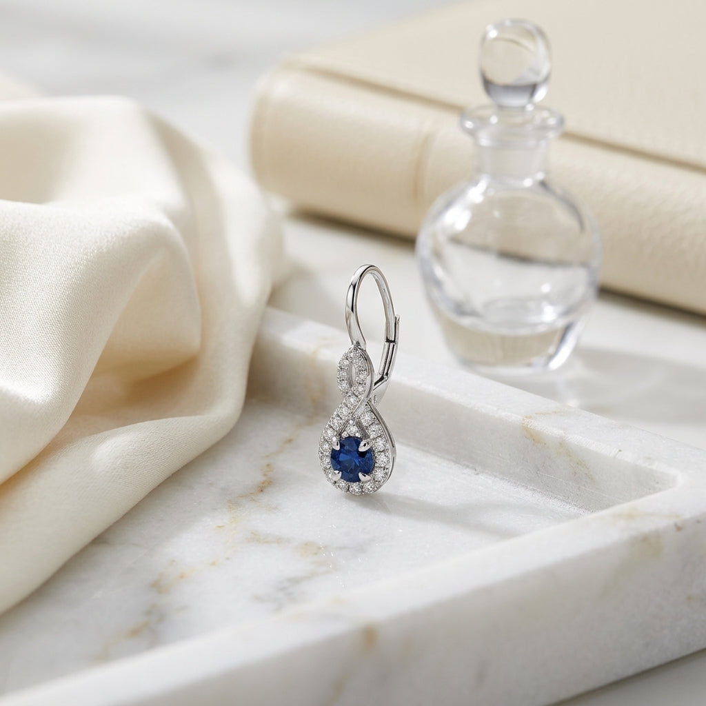 Sapphire And Diamond Earrings In 14k White Gold — atelier still life