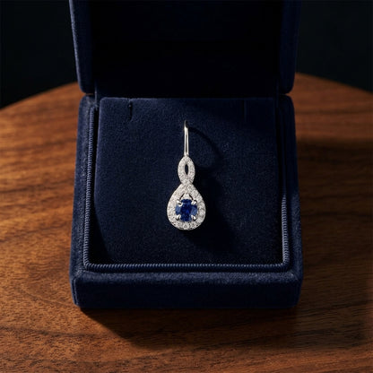 Sapphire And Diamond Earrings In 14k White Gold — gift presentation