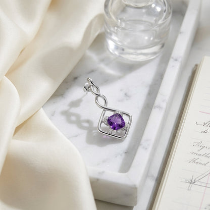 Amethyst And Diamond Twist Drop Earrings In 14k White Gold — atelier still life