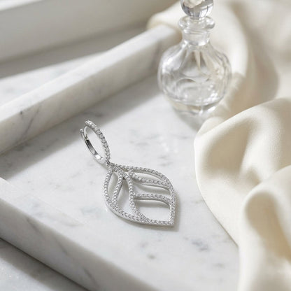 Diamond Open Leaf Design In 14k White Gold (3/4 Ct.tw.) — atelier still life