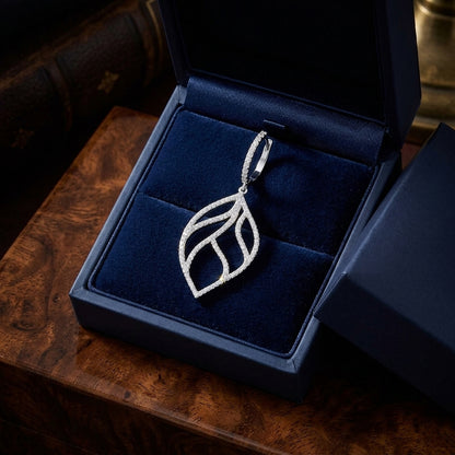 Diamond Open Leaf Design In 14k White Gold (3/4 Ct.tw.) — gift presentation