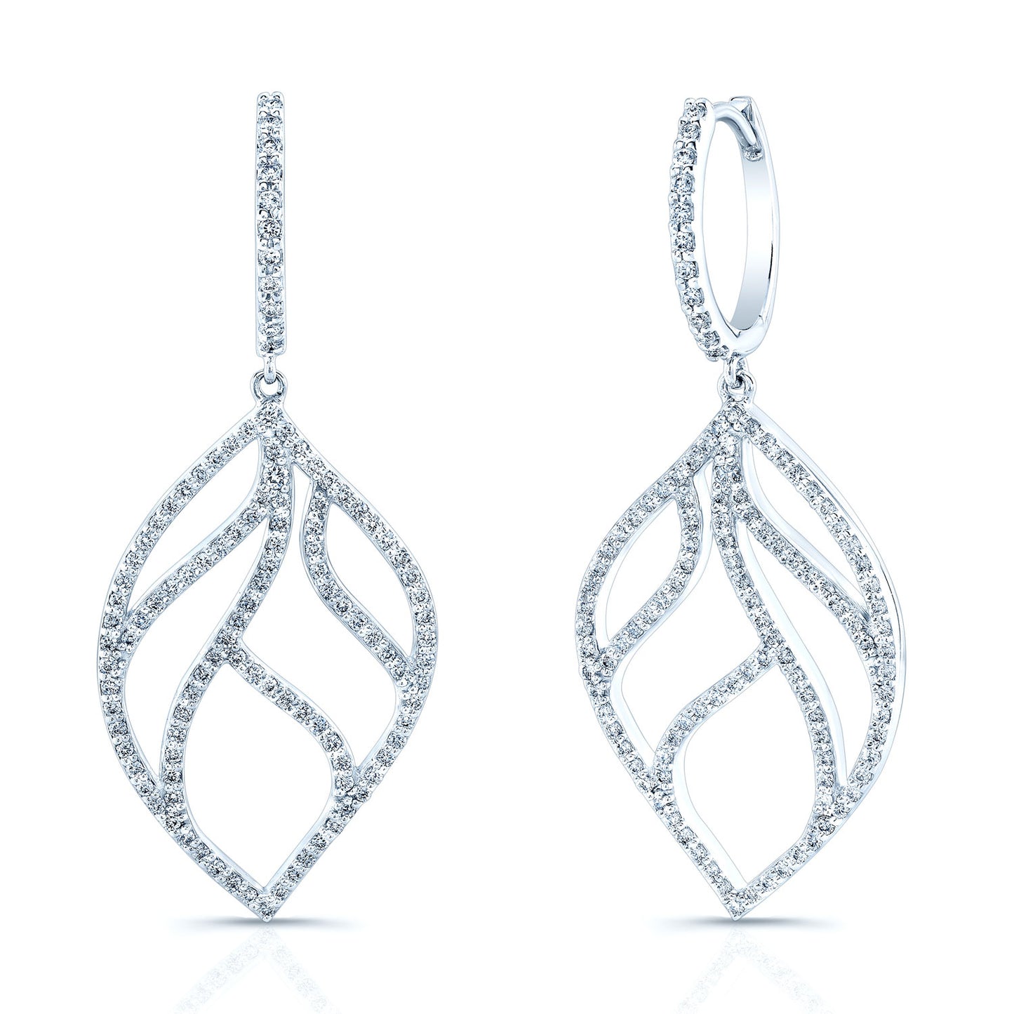 Diamond Open Leaf Design In 14k White Gold (3/4 Ct.tw.)