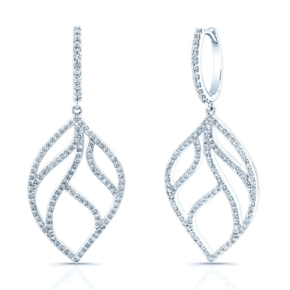Diamond Open Leaf Design In 14k White Gold (3/4 Ct.tw.)