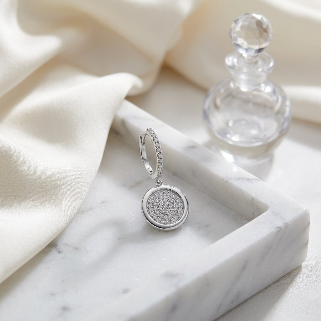 Diamond Pave Disc Earrings In 14k White Gold (3/8 Ct. Tw.) — atelier still life