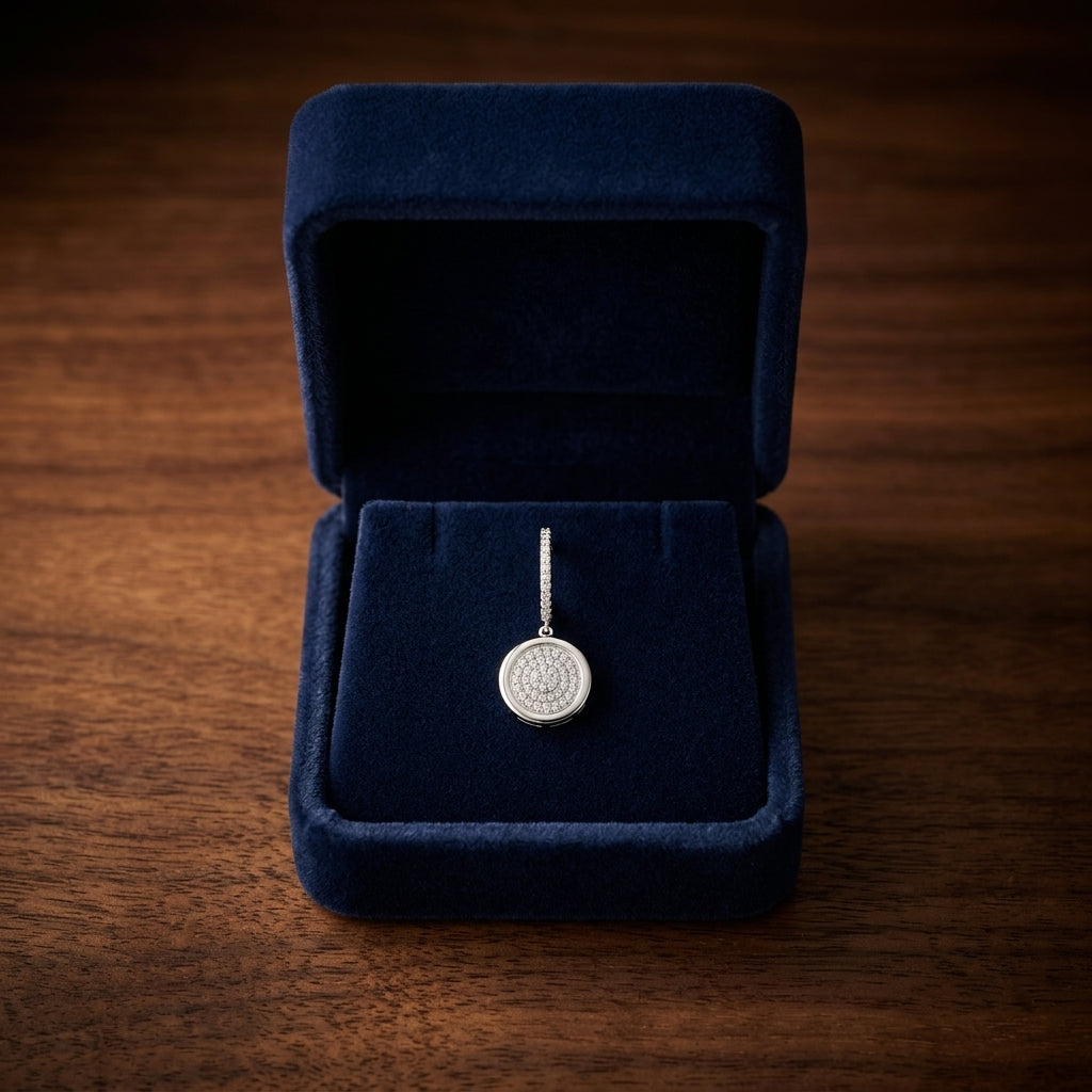 Diamond Pave Disc Earrings In 14k White Gold (3/8 Ct. Tw.) — gift presentation