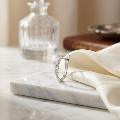 Diamond 3 Stone Hoop Earrings In 14k White Gold (5/8 Ct.tw.) — atelier still life