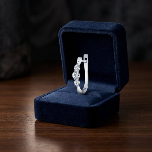 Diamond 3 Stone Hoop Earrings In 14k White Gold (5/8 Ct.tw.) — gift presentation