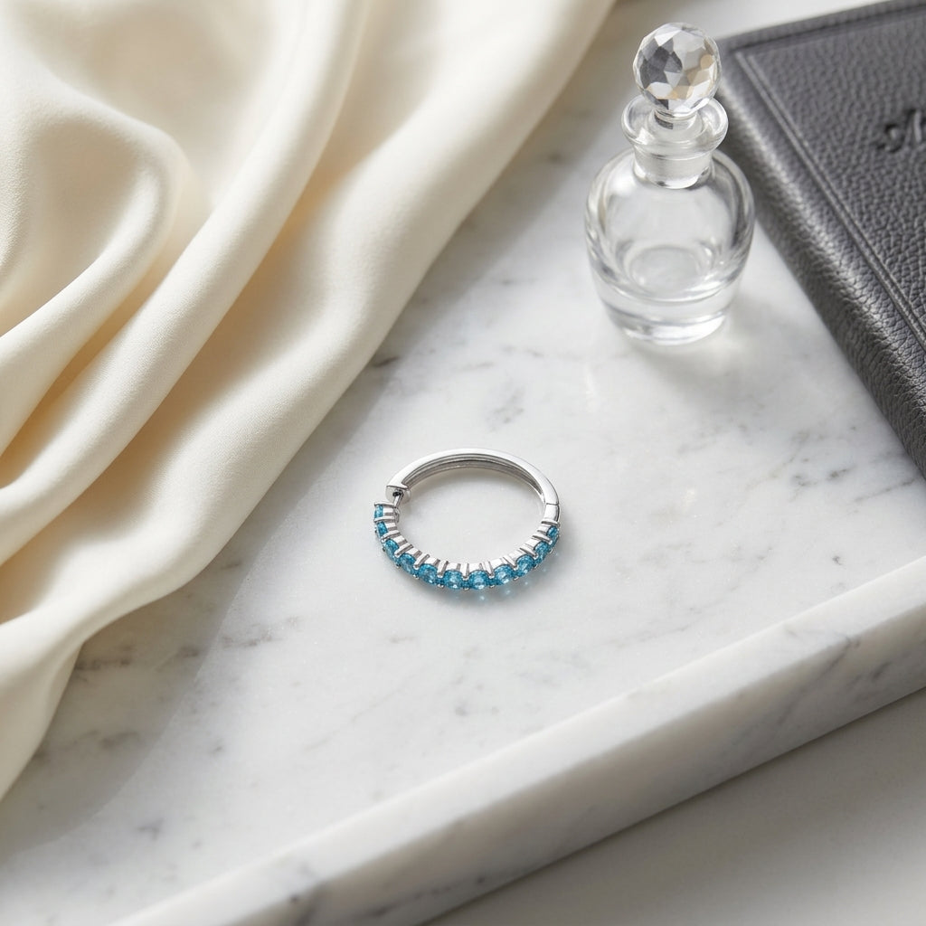14K Gold 2.40ctw Blue Topaz Hoop Earrings in 14K White Gold - editorial hero