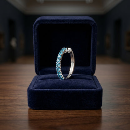 14K Gold 2.40ctw Blue Topaz Hoop Earrings in 14K White Gold - presentation