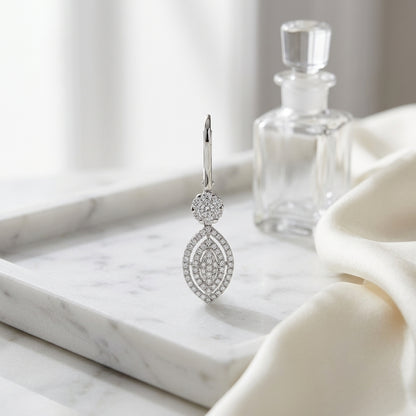 Diamond Marquise Earrings With Cluster Tops And Leverbacks In 14k White Gold — atelier still life
