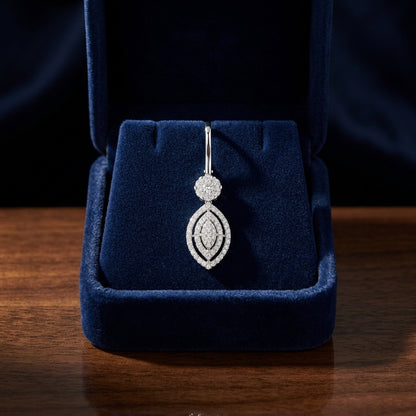 Diamond Marquise Earrings With Cluster Tops And Leverbacks In 14k White Gold — gift presentation