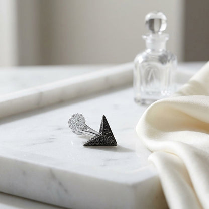 Black And White Diamond Chevron Drop Earrings In 14k White Gold (si) — atelier still life