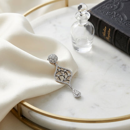Diamond Open Weave Drop Earrings With Black Rhodium In 14k White Gold (si) — atelier still life