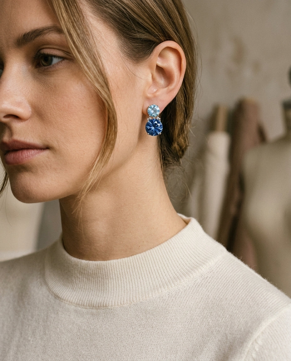 Morganite, Pink Tourmaline And Diamond Earrings In 14k White Gold — editorial close-up