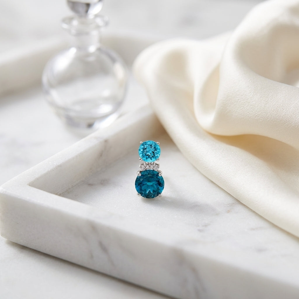 Blue Topaz And Diamond Earrings In 14k White Gold — atelier still life