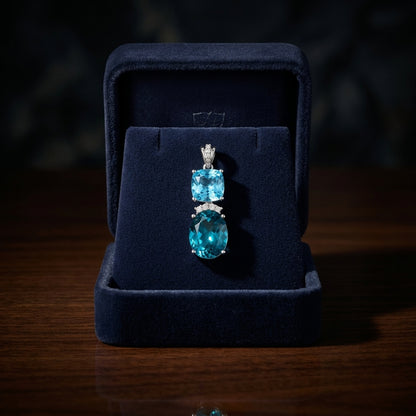London Blue And Swiss Blue Topaz With Diamond Earrings In 14k White Gold — gift presentation