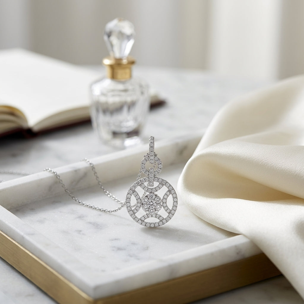 Diamond Duet Circle Dangle Earrings In 14k White Gold — atelier still life