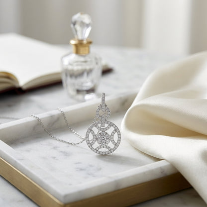 Diamond Duet Circle Dangle Earrings In 14k White Gold — atelier still life