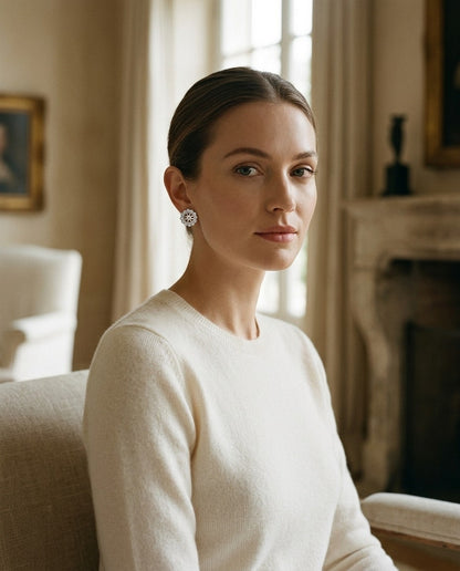 Halo Diamond Earring Jackets in 14k White Gold — portrait full