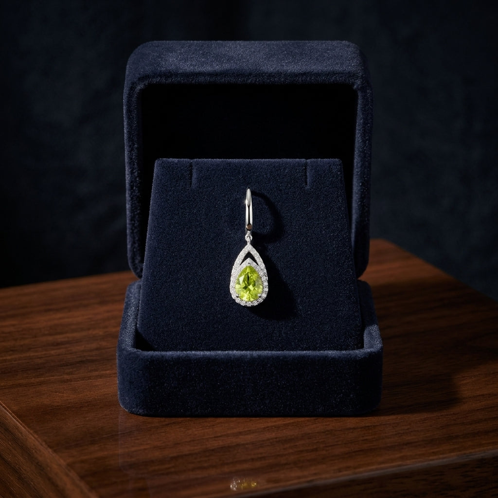 Peridot And Diamond Earrings In 14k White Gold (1/3 Ct.tw.) — gift presentation