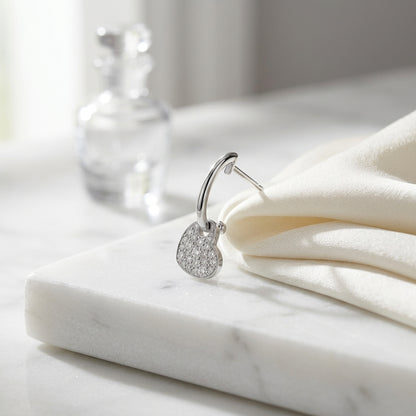 Petite Diamond Pave Heart Earrings In 14k White Gold (1/4 Ct.tw.) — atelier still life