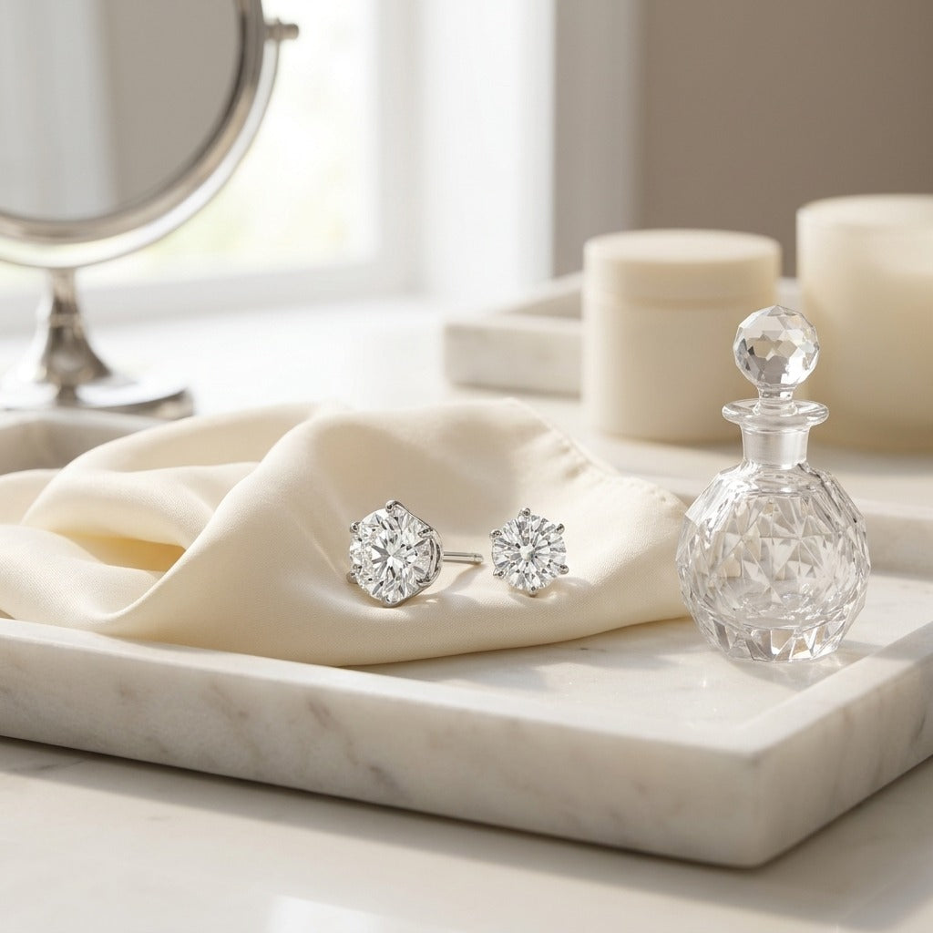 Diamond Stud Earrings In 14k White Gold (1.00 Ct.tw.) — marble silk