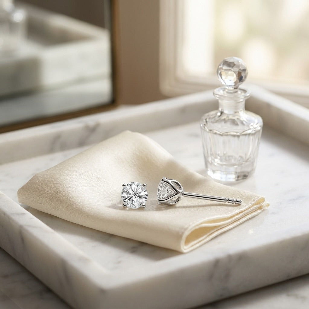Diamond Round 4-prong Tulip Basket Stud Earrings In 14k White Gold (1.25ctw) — marble silk
