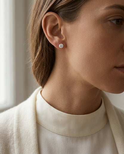 Diamond Stud Earrings In 14k White Gold (2ctw) — editorial close-up