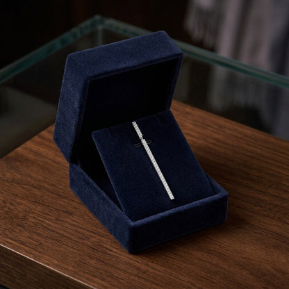 Diamond Pave Dangling Stick Earrings In 14k White Gold — gift presentation