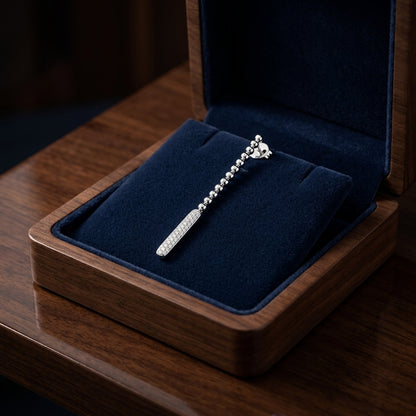 Diamond Stick With Bead Dangle Earrings In 14k White Gold — gift presentation