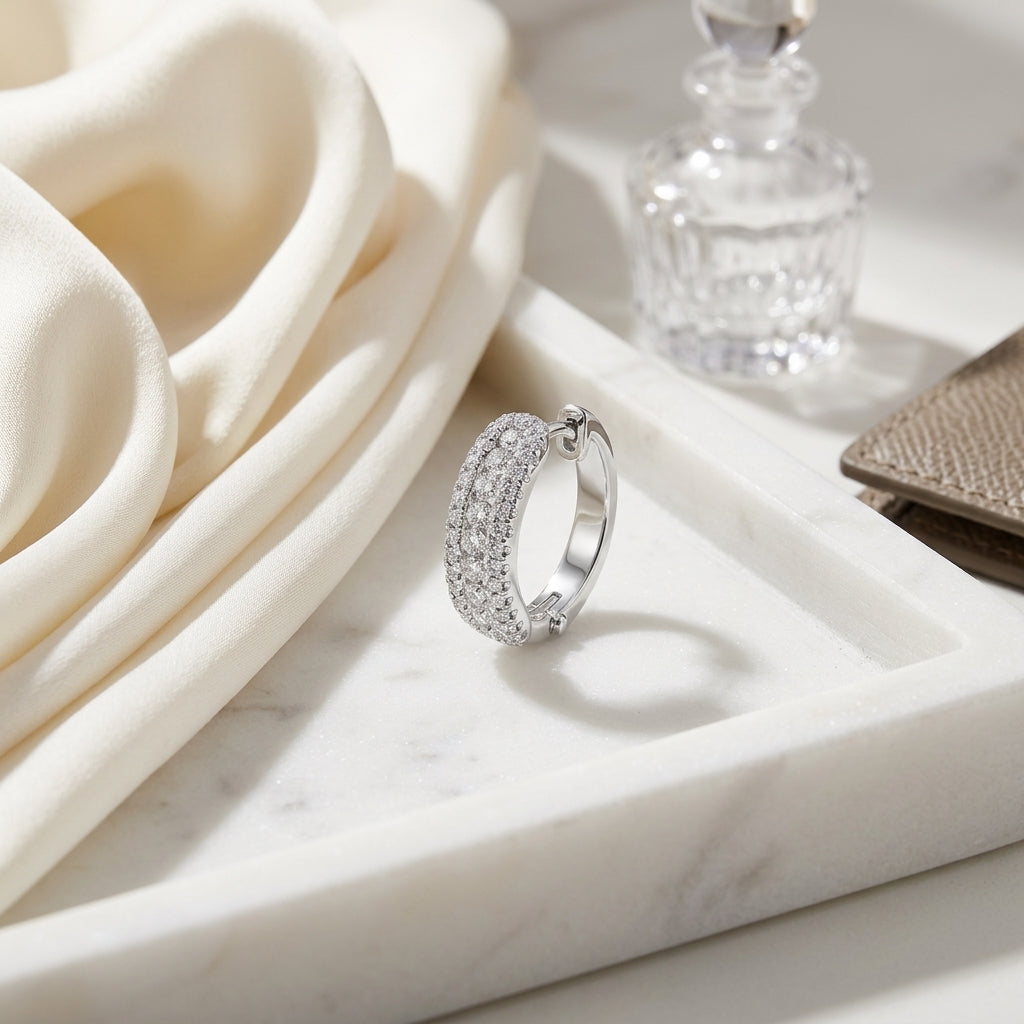 Diamond J-hoop Earrings In 14k White Gold (1/2 Ct.tw.) — atelier still life