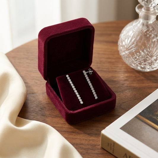 Diamond Dangle Linear Stick Earrings In 14k White Gold 9/10ctw — velvet box