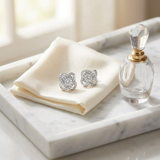 Diamond Pave Cross Knot Earrings with Round Centers in 14k White Gold — marble silk