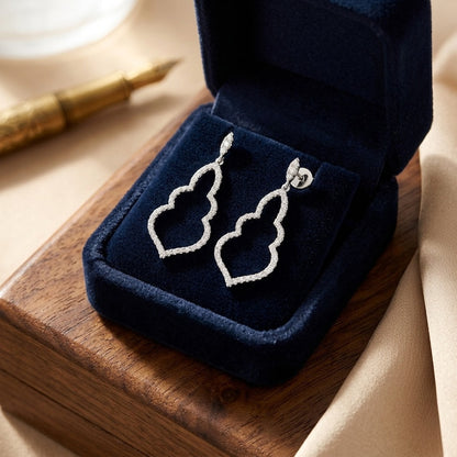 Diamond Open Damask Dangle Earrings in 14k White Gold — velvet box