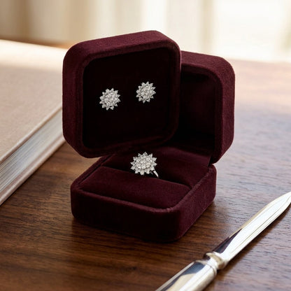 Diamond Starburst Convertible Earring Jacket in 14k White Gold — velvet box