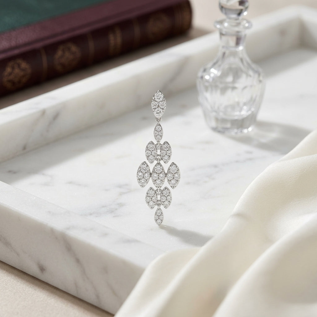 Diamond Chandelier Earrings in 14k White Gold 9/10ctw — atelier still life