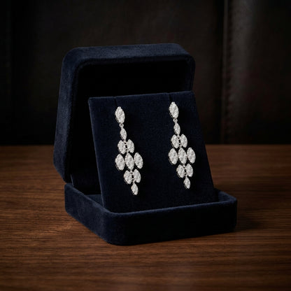 Diamond Chandelier Earrings in 14k White Gold 9/10ctw — gift presentation