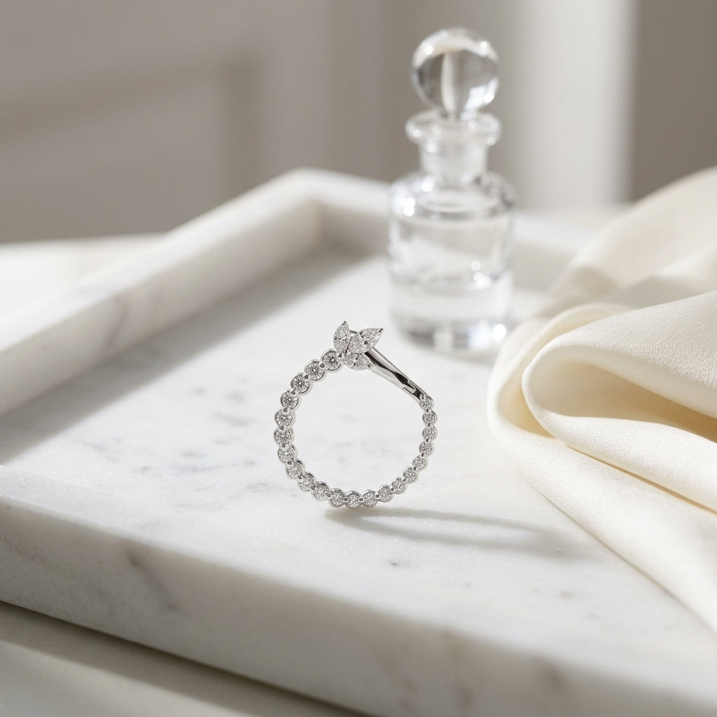 Marquise and Round Diamond Circle Earrings in 14k White Gold 1-1/3ctw — atelier still life