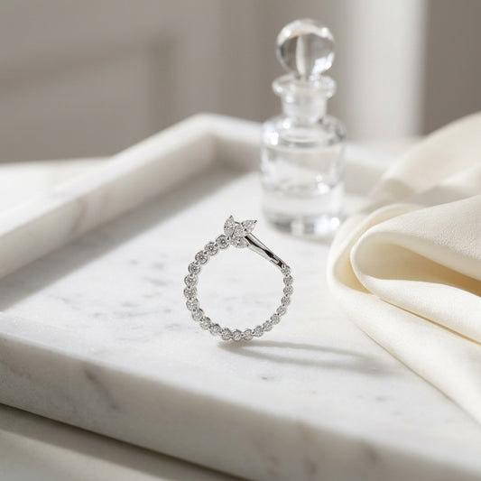 Marquise and Round Diamond Circle Earrings in 14k White Gold 1-1/3ctw — atelier still life