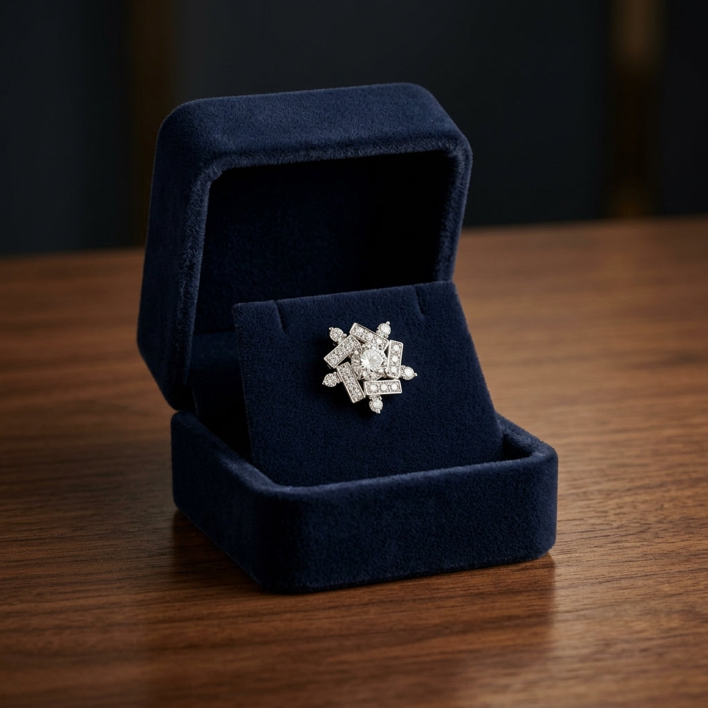 Diamond Floral-Inspired Cluster Stud Earrings in 14k White Gold 3/4ctw — gift presentation