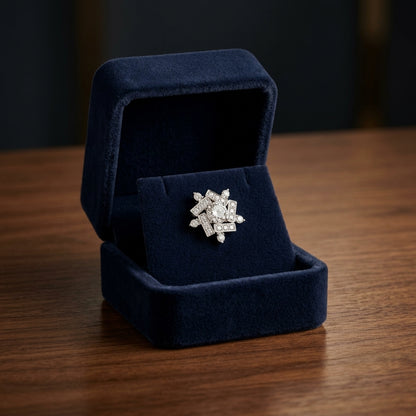Diamond Floral-Inspired Cluster Stud Earrings in 14k White Gold 3/4ctw — gift presentation