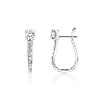 Diamond Hinged Back J Hoop Earrings in 14k White Gold 4/5ctw