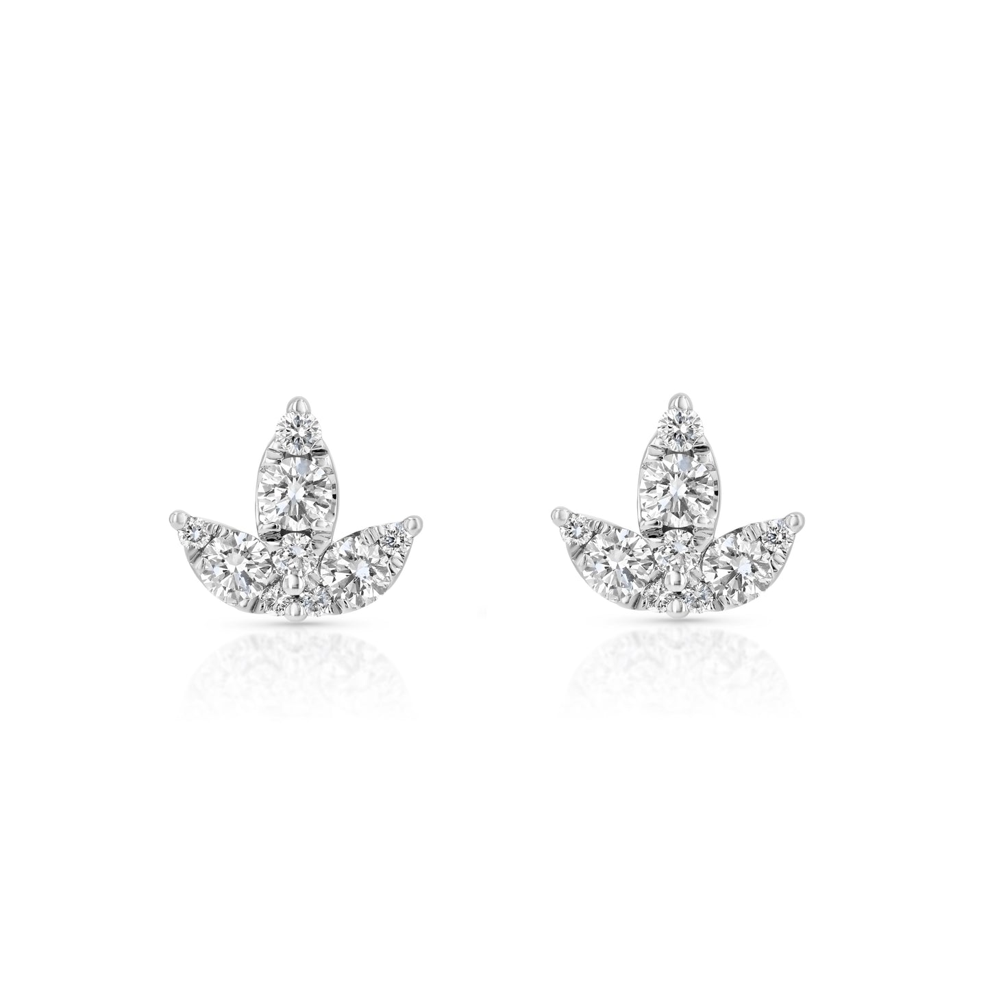 Diamond Floral Tulip Stud Earrings in 14k White Gold 2/3ctw