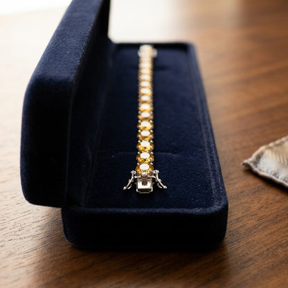 Citrine and Diamond Oval Bracelet with Round Prong Links in 14k White Gold (6x4mm) — velvet box
