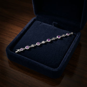 Blue Topaz And Diamond Spoke Links Bracelet In 14k White Gold — gift presentation