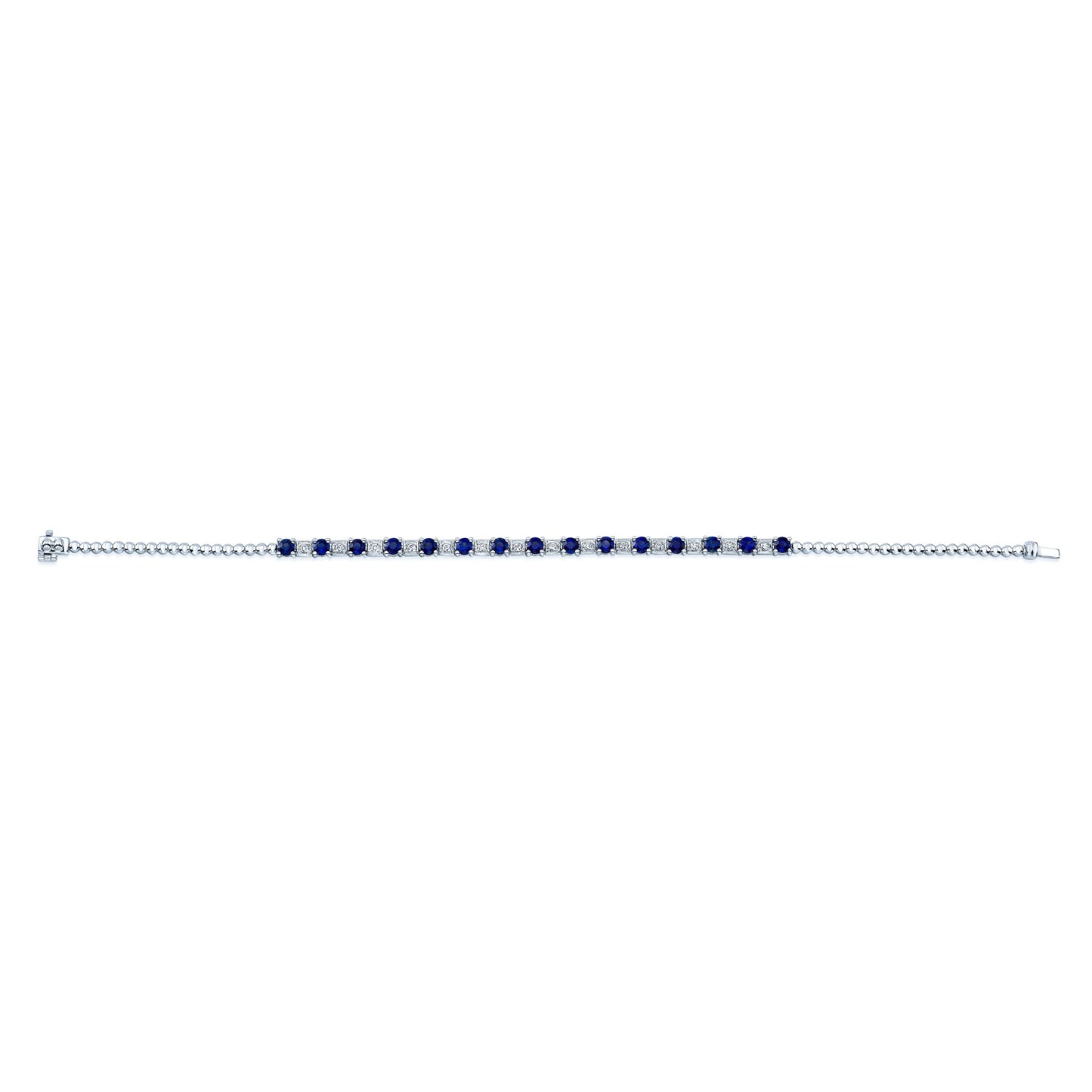 Sapphire & Diamond Alternating Link Bracelet in 14K White Gold | Carl K. Gumpert