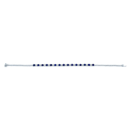 Sapphire & Diamond Alternating Link Bracelet in 14K White Gold | Carl K. Gumpert